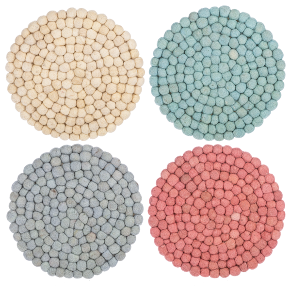 Felted Wool Cottage Trivet - Blue