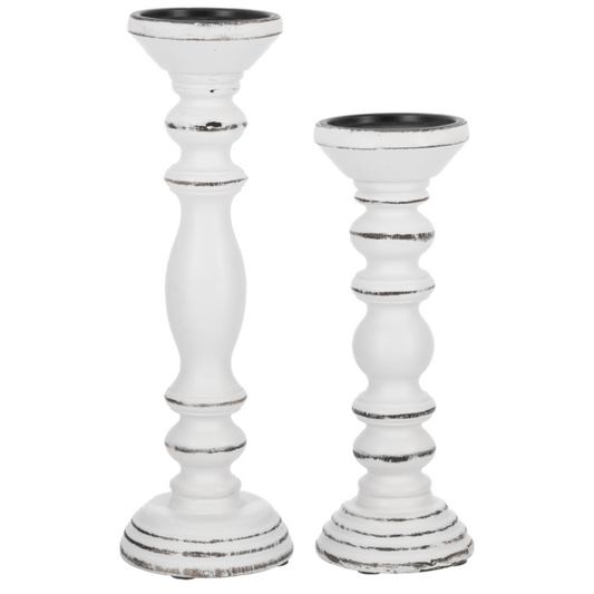 White Finial Pillar Holder