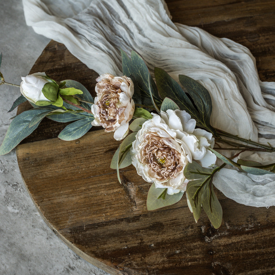 CREAM & BROWN PEONY STEM