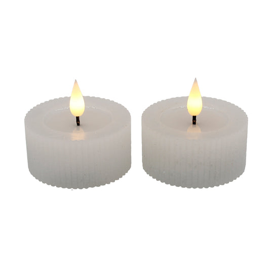Short Ridged White Votive LED Candles