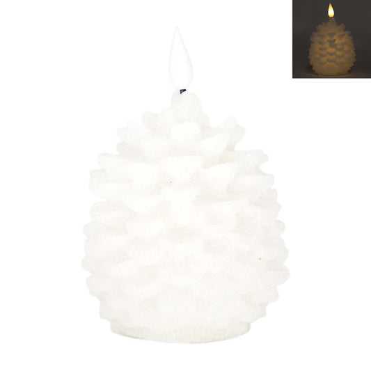 White Pinecone LED Candle