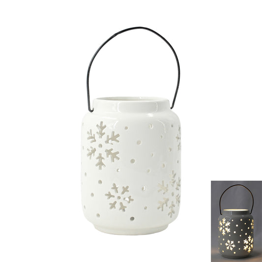 Lighted White Porcelain Joy Jar