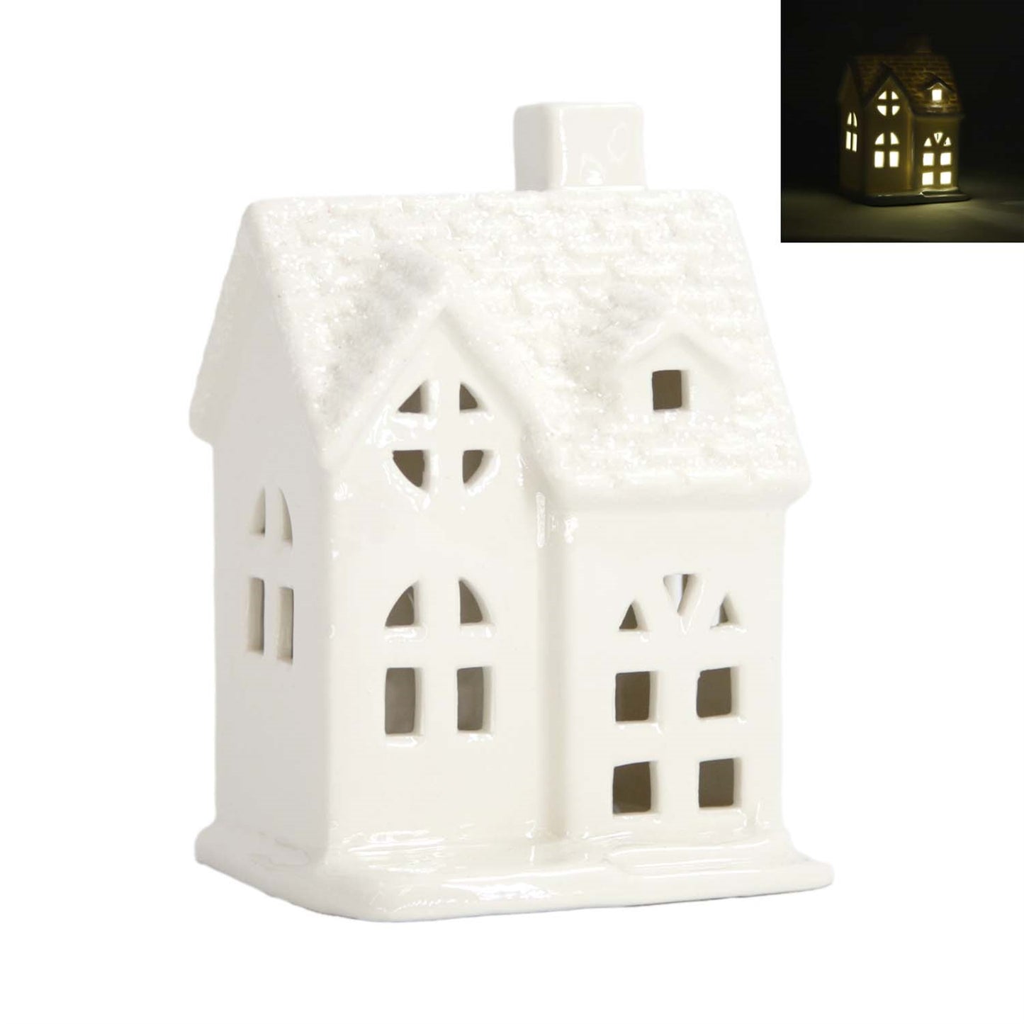 Lighted Porcelain Snowy Village Cottage