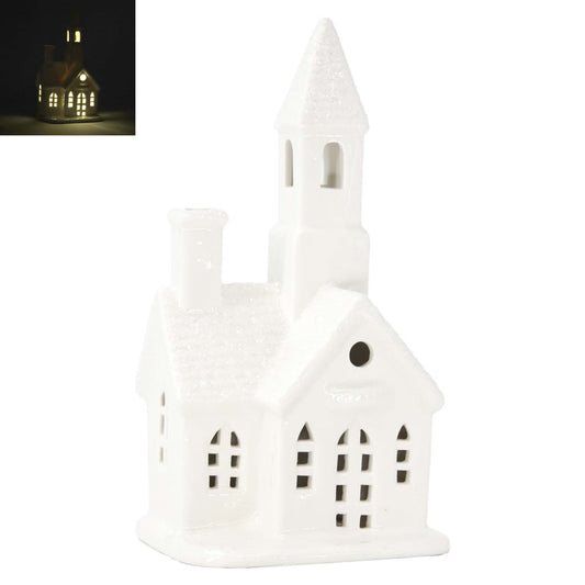 Lighted Porcelain Snowy Village Church