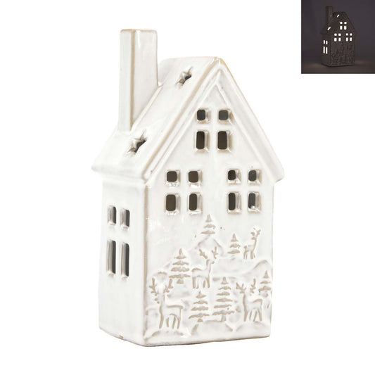 Lighted Porcelain Forest Engraved White House