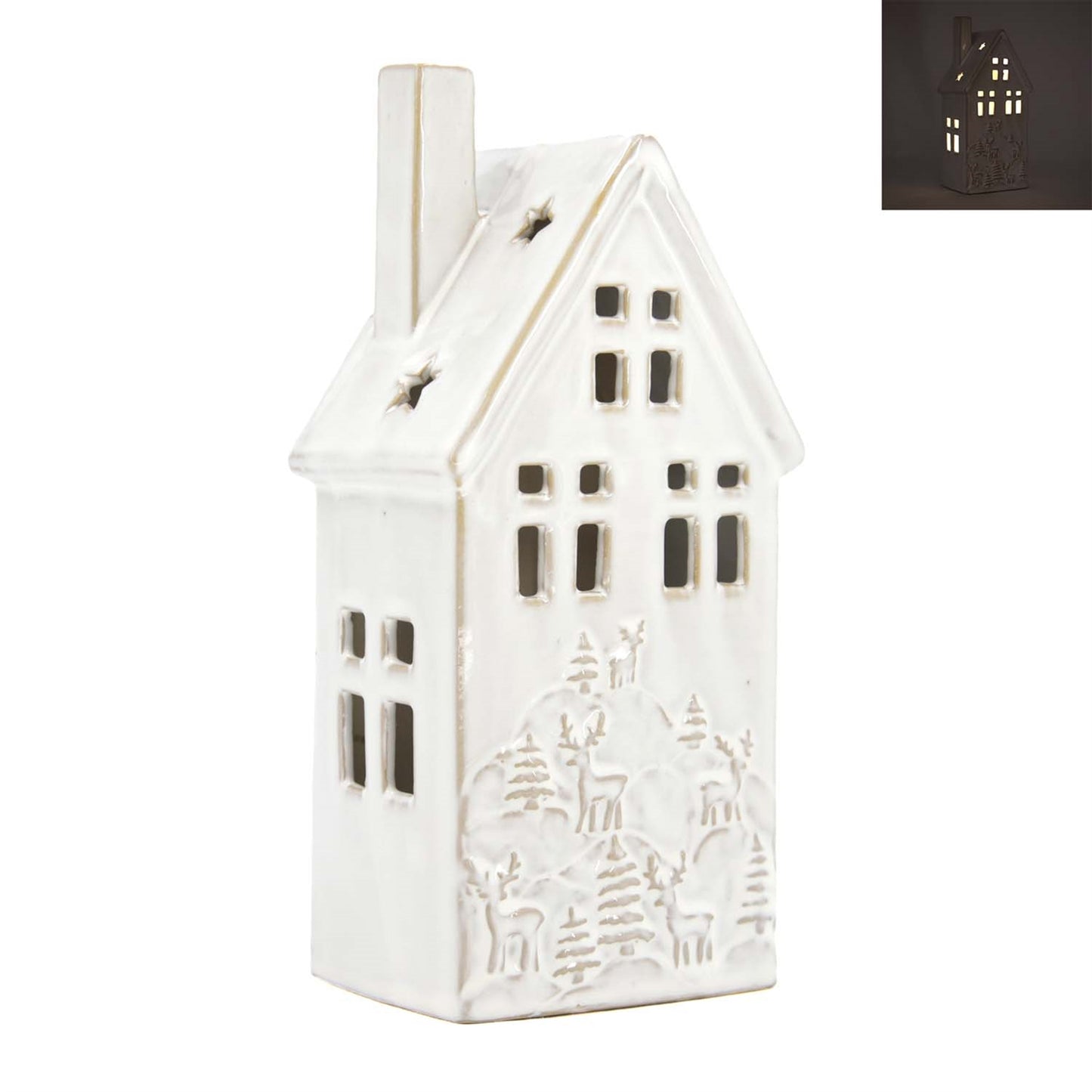 Lighted Porcelain Forest Engraved White House