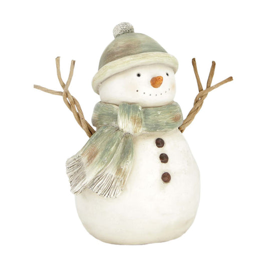 Green Scarf Resin Snowman