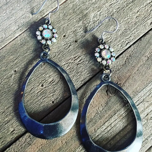 Silver Oval Hoop Earrings