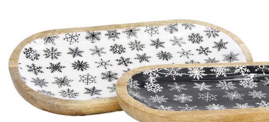 White Snowflake Mango Wood Tray