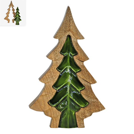 3D Wood and Green Enamel Tree