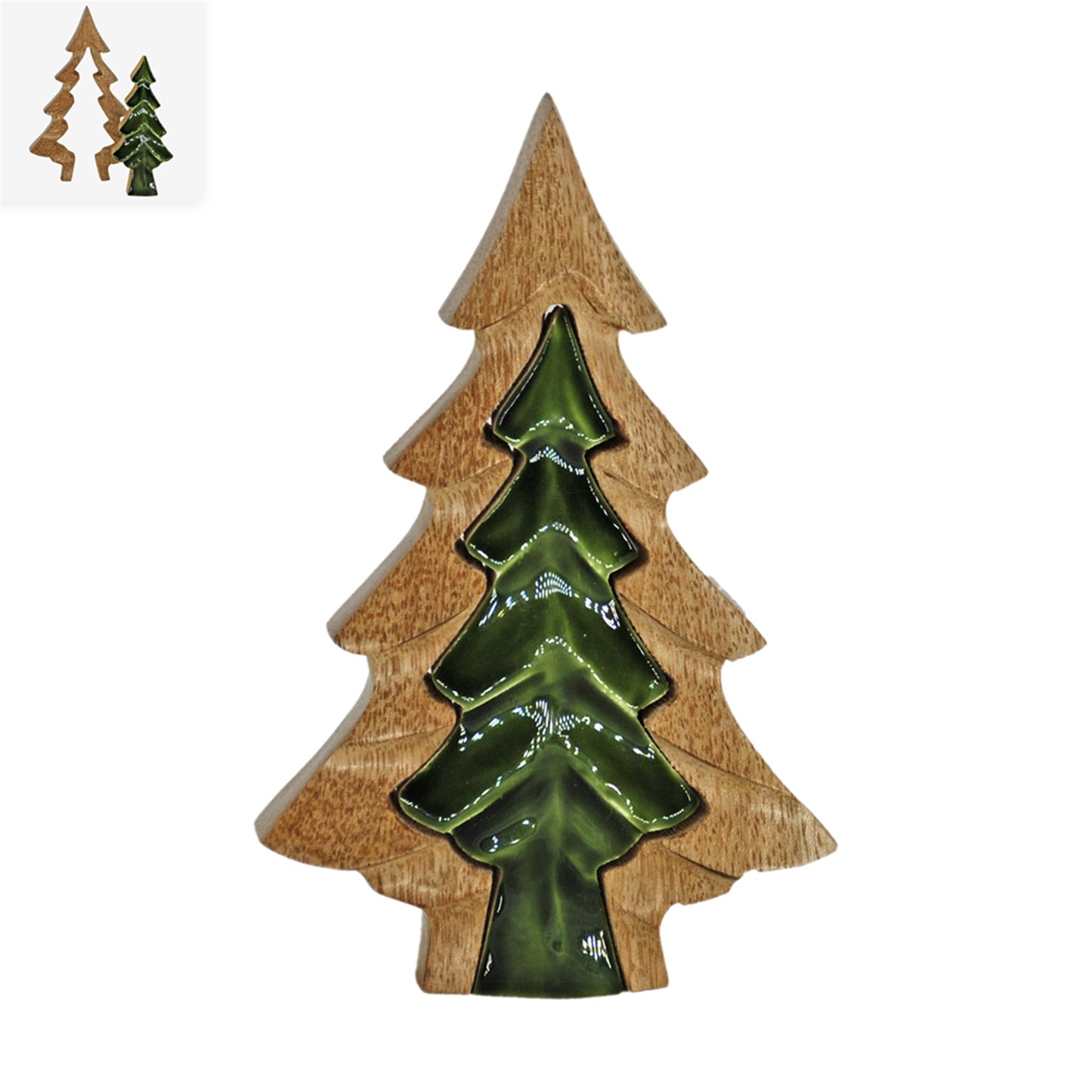 3D Wood and Green Enamel Tree