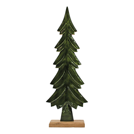 Wood and Green Enamel Tree