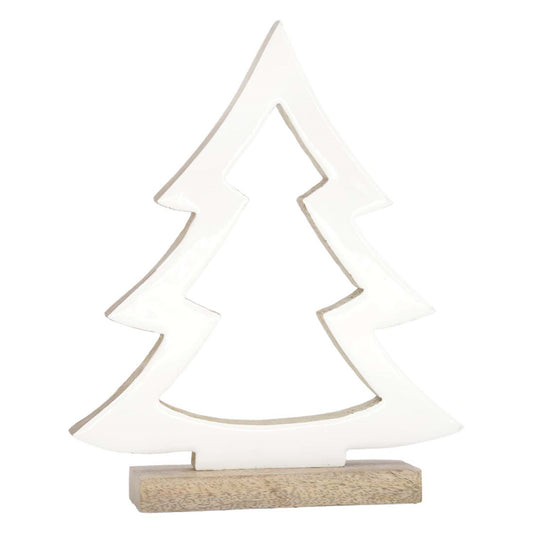 White Enamel Cutout Pine Tree
