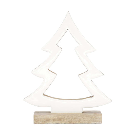 White Enamel Cutout Pine Tree