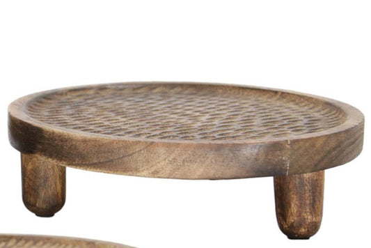 Dark Mango Round Tray w/Feet