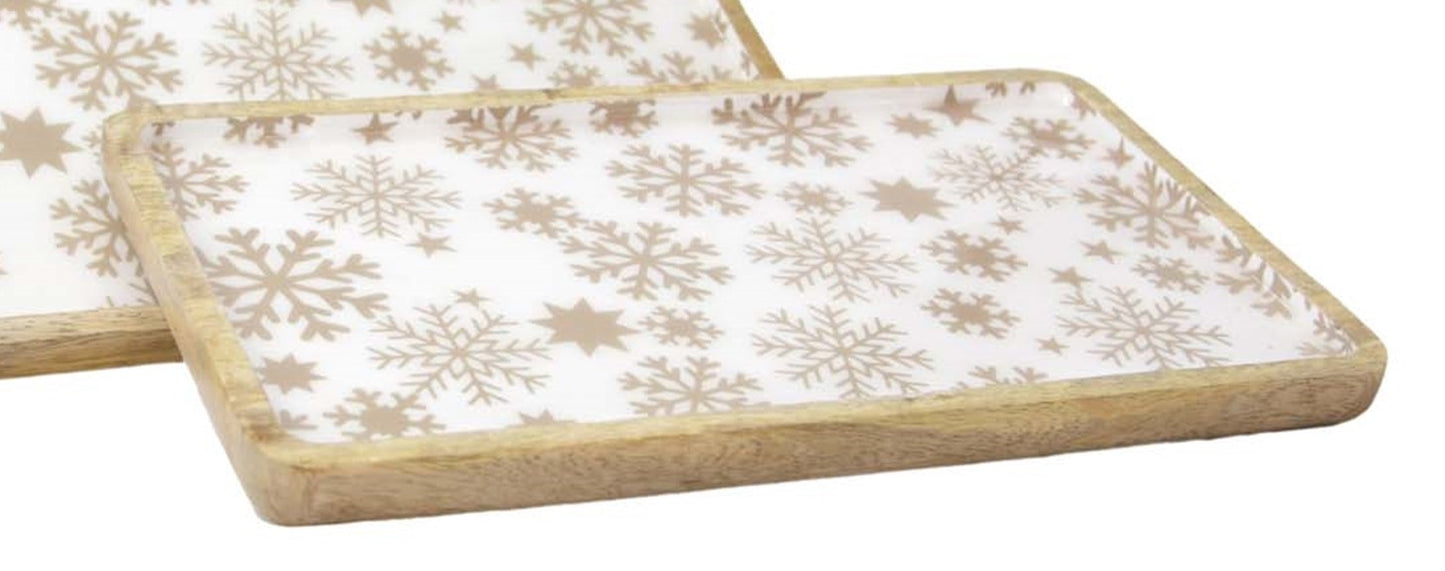Snowflake Enamel Rectangular Tray
