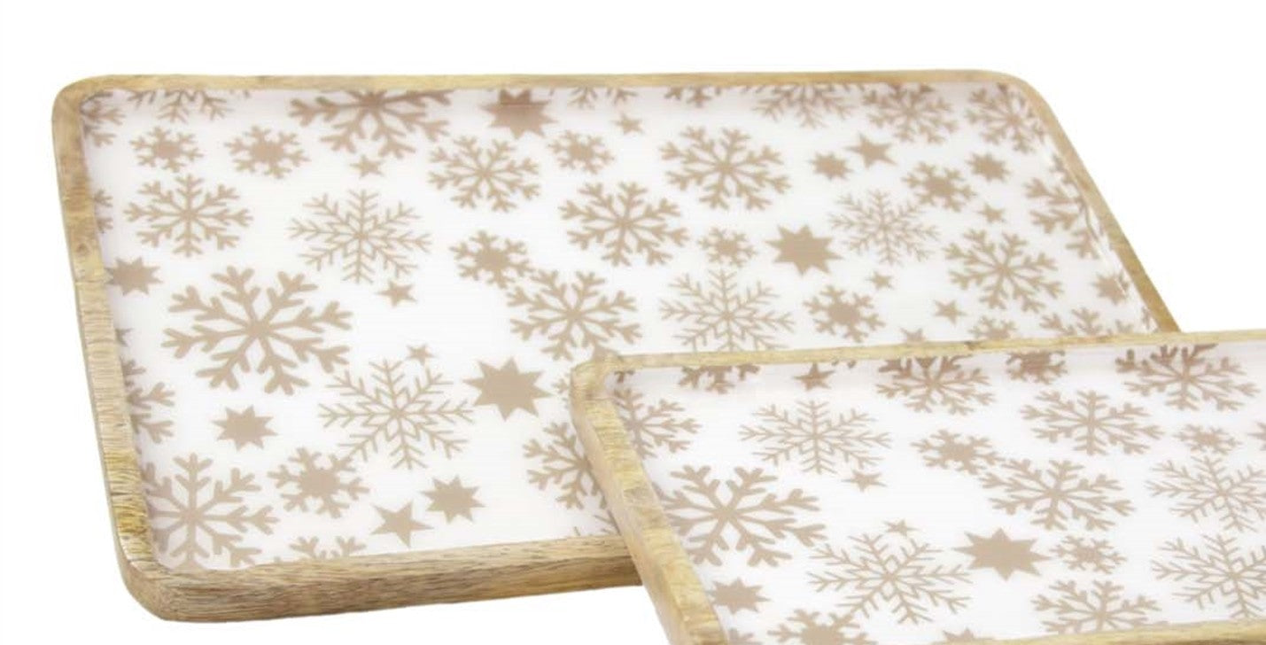 Snowflake Enamel Rectangular Tray