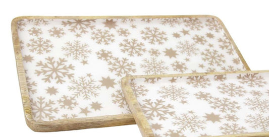 Snowflake Enamel Rectangular Tray