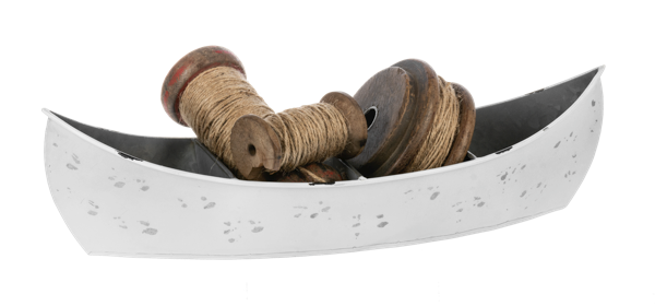 Distressed White Canoe Planter