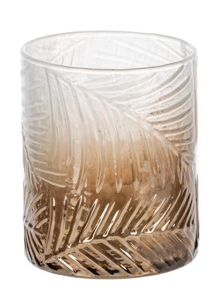 Embossed Luster Finish Leaf Votive Holder - Light Brown
