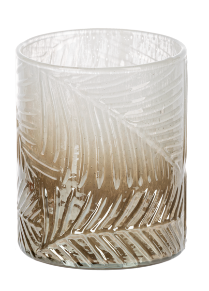 Embossed Luster Finish Leaf Votive Holder - Dark Brown