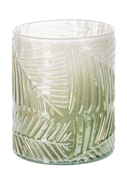 Embossed Luster Finish Leaf Votive Holder - Green