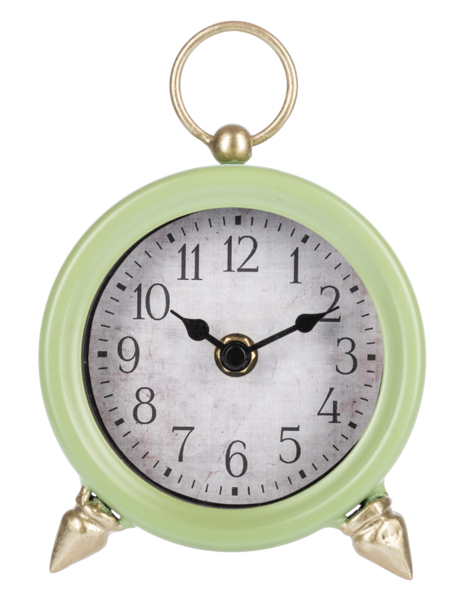 Round Desk Clock with Gold Accents - Green