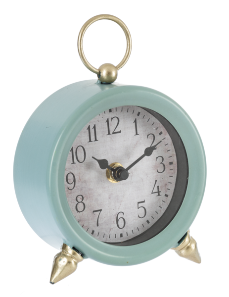 Round Desk Clock with Gold Accents - Blue