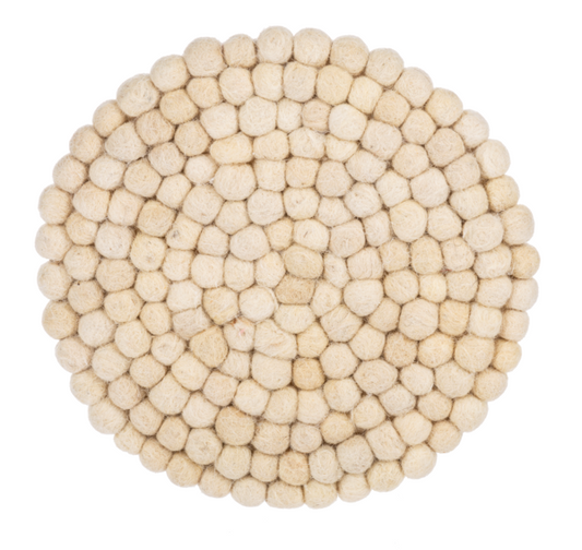 Felted Wool Cottage Trivet - Cream
