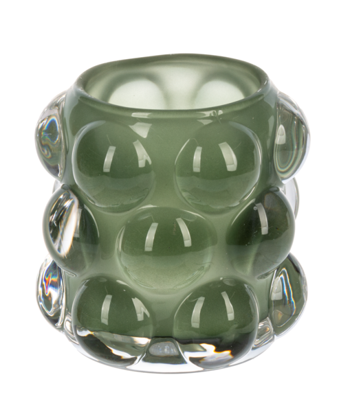 Bubble Glass Tealight Holder - Dark Green