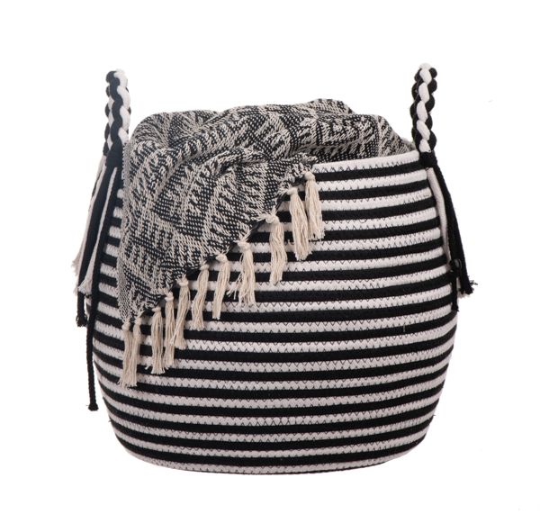 Black & White Striped Basket