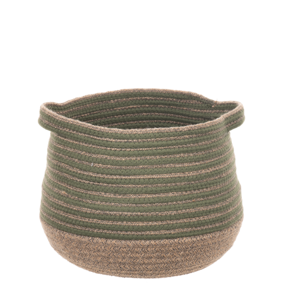 Green & Brown Striped Basket