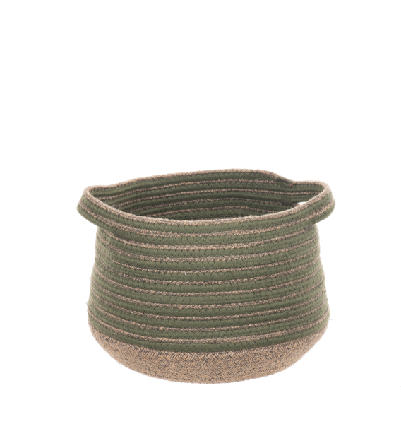 Green & Brown Striped Basket