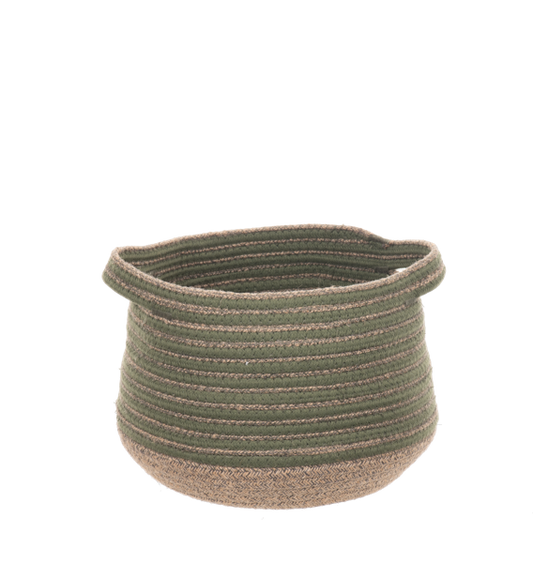 Green & Brown Striped Basket