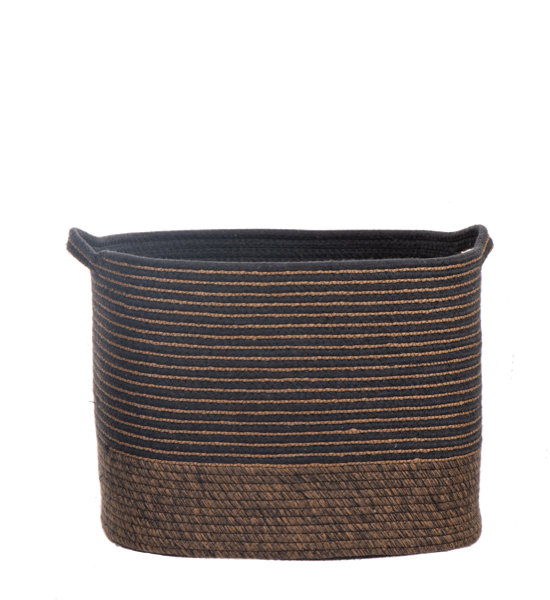 Rectangle Grey & Brown Striped Basket