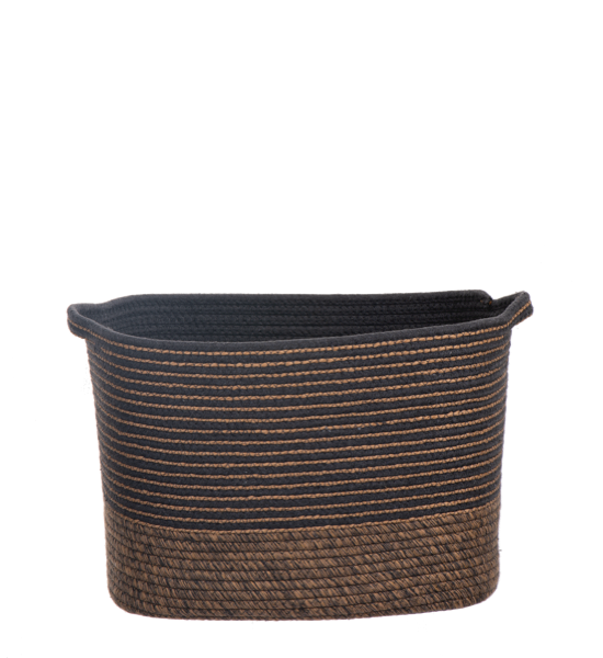 Rectangle Grey & Brown Striped Basket