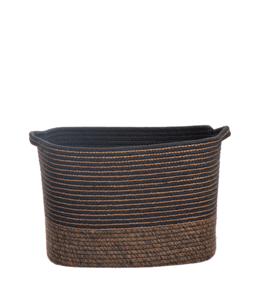 Rectangle Grey & Brown Striped Basket