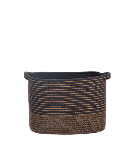 Rectangle Grey & Brown Striped Basket