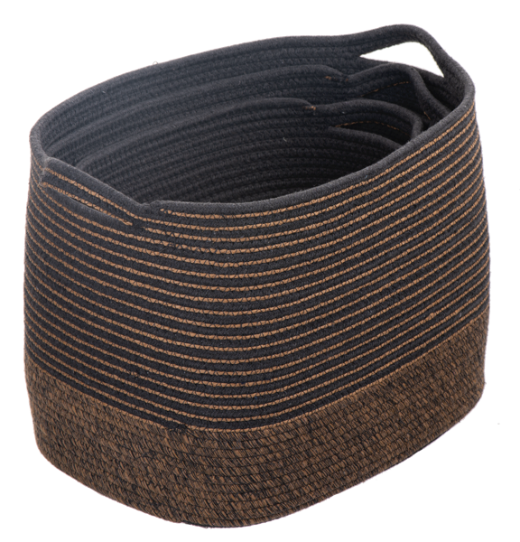 Rectangle Grey & Brown Striped Basket