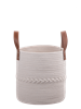 Round White Basket with Braid Accent