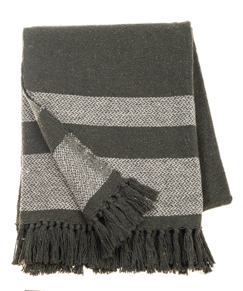 Green Color Block Woven Throw