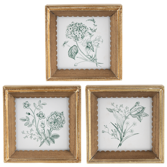 Green Botanical Wall Decor with Scallop Edge