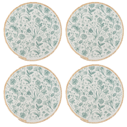 Round Green Botanical Placemat