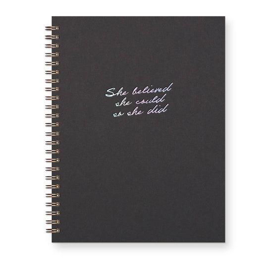 She Believed Journal: Peppercorn Cover | Iridescent Foil