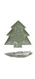 Stoneware Tree Shaped Plate with Holiday Pattern